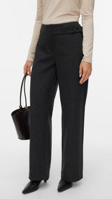 VERO MODA VMBESTIE wide strap pant in dark grey melange as offer sample - Image 5