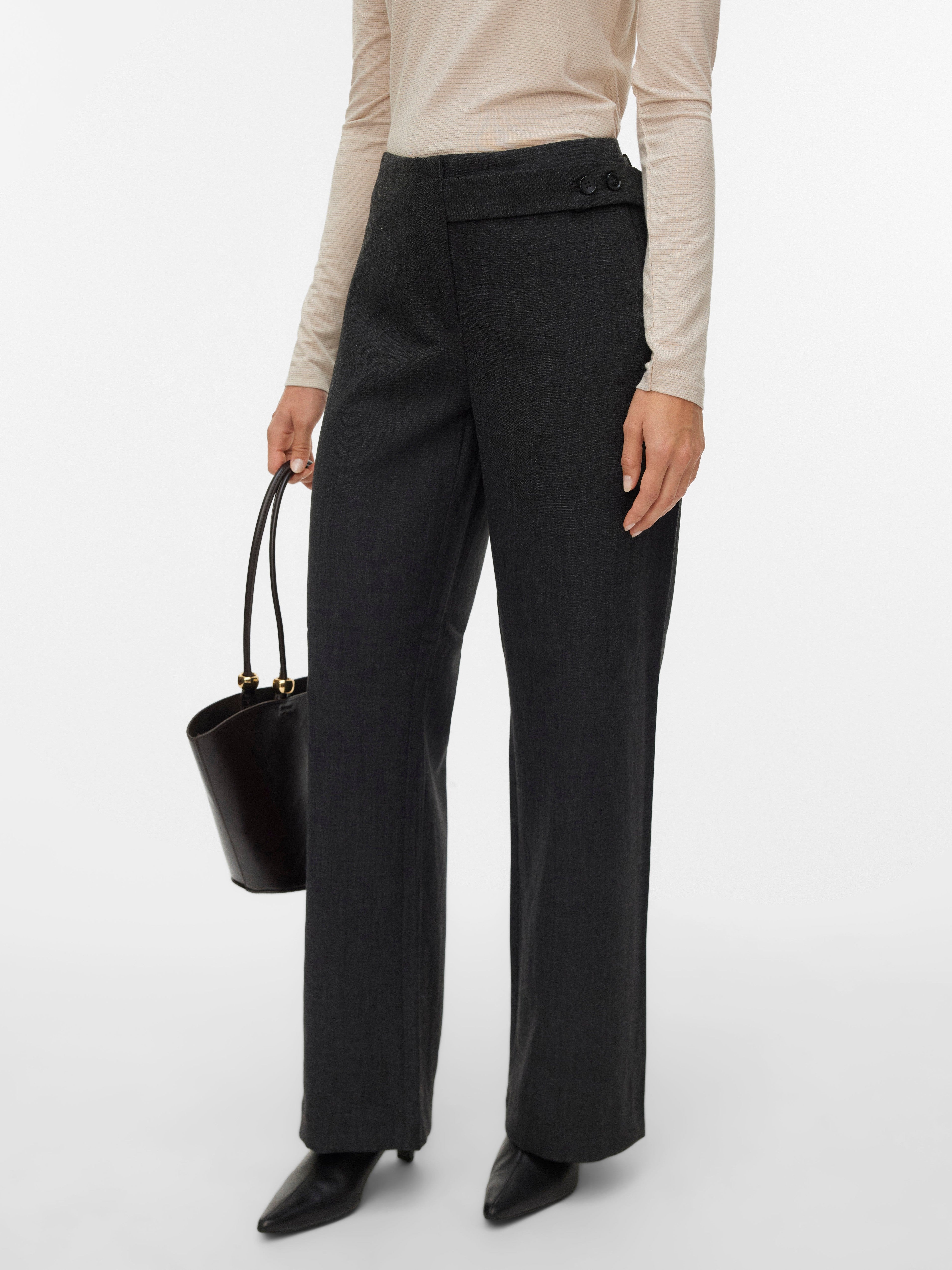 VERO MODA VMBESTIE wide strap pant in dark grey melange as offer sample - Image 5