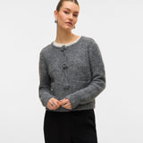 VERO MODA VMBLOSSOM o-neck cardigan boo in medium grey melange - Image 1
