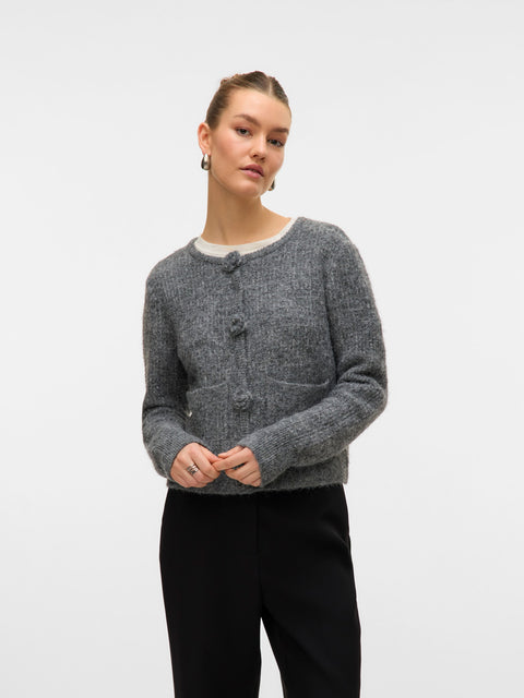 VERO MODA VMBLOSSOM o-neck cardigan boo in medium grey melange