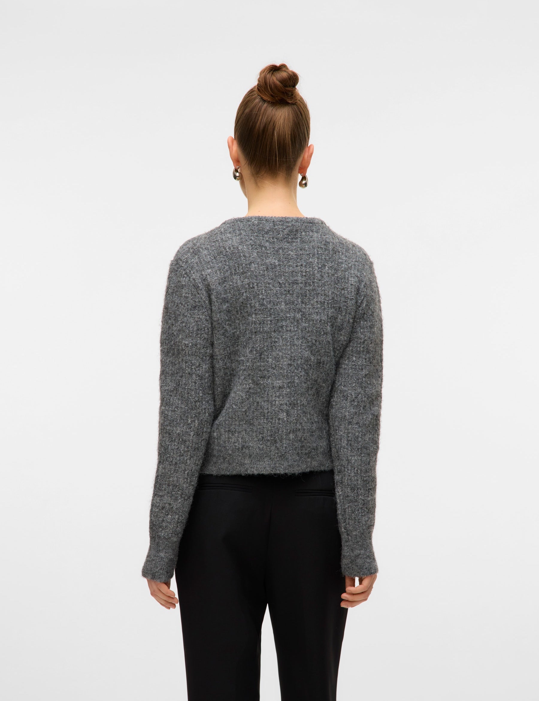 VERO MODA VMBLOSSOM o-neck cardigan boo in medium grey melange - Image 2