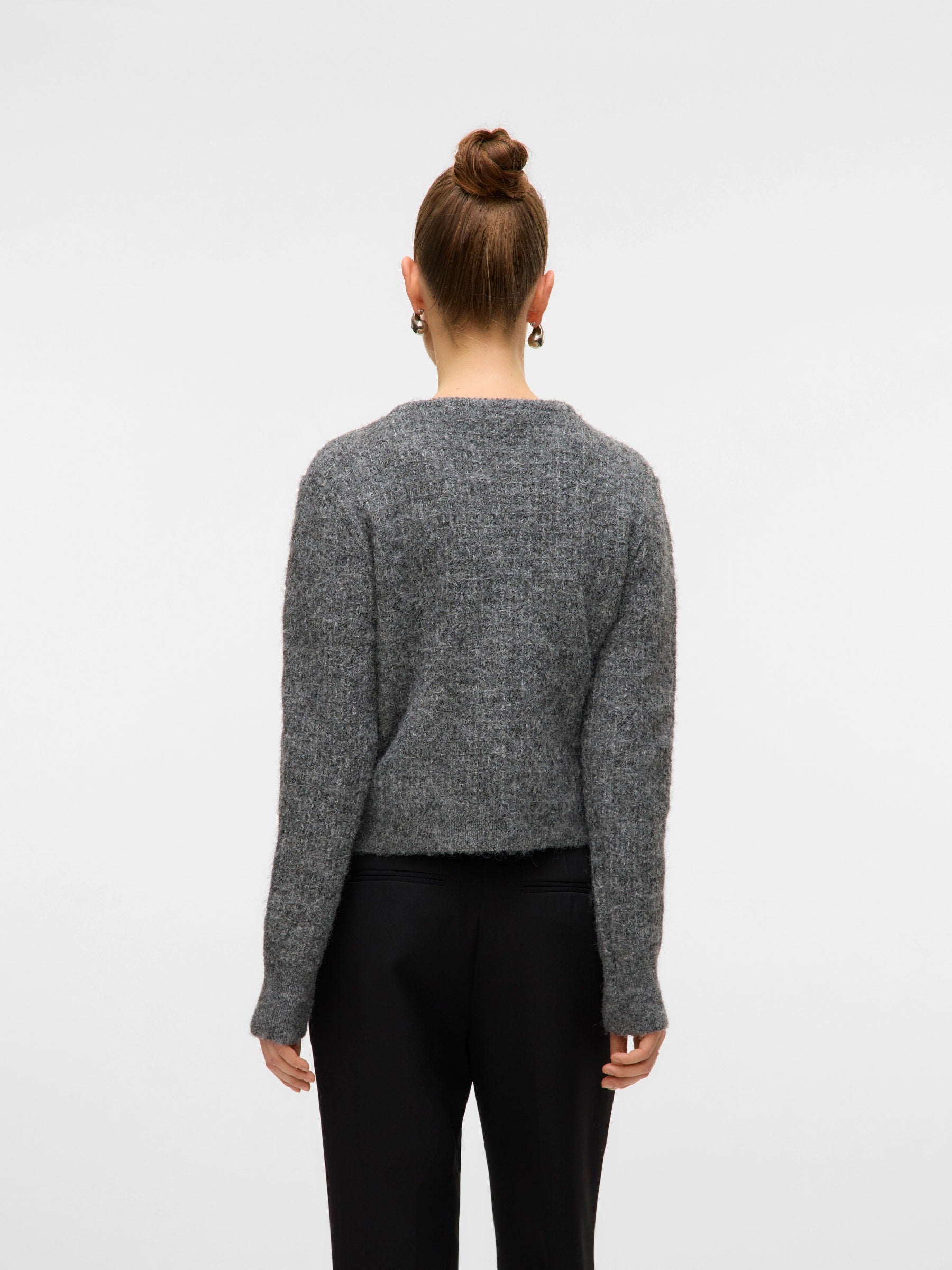 VERO MODA VMBLOSSOM o-neck cardigan boo in medium grey melange - Image 2