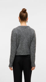 VERO MODA VMBLOSSOM o-neck cardigan boo in medium grey melange - Image 2