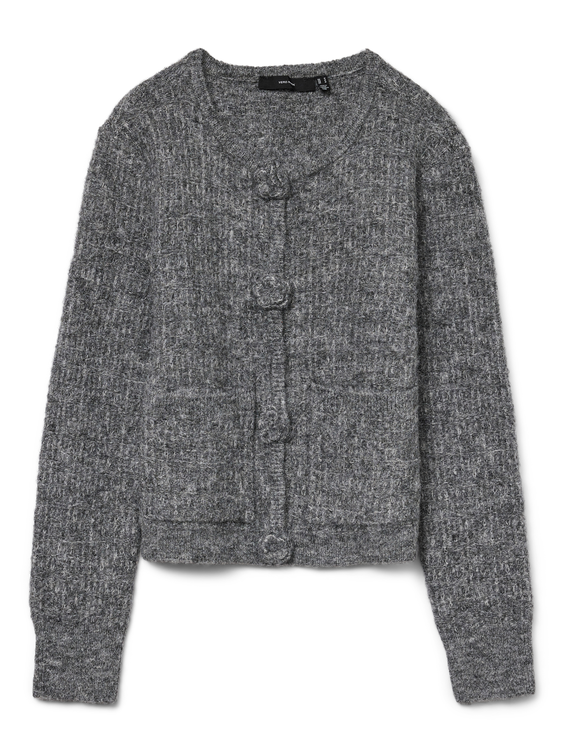 VERO MODA VMBLOSSOM o-neck cardigan boo in medium grey melange - Image 3