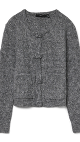 VERO MODA VMBLOSSOM o-neck cardigan boo in medium grey melange - Image 3