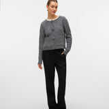 VERO MODA VMBLOSSOM o-neck cardigan boo in medium grey melange - Image 4