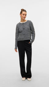 VERO MODA VMBLOSSOM o-neck cardigan boo in medium grey melange - Image 4