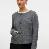 VERO MODA VMBLOSSOM o-neck cardigan boo in medium grey melange - Image 5