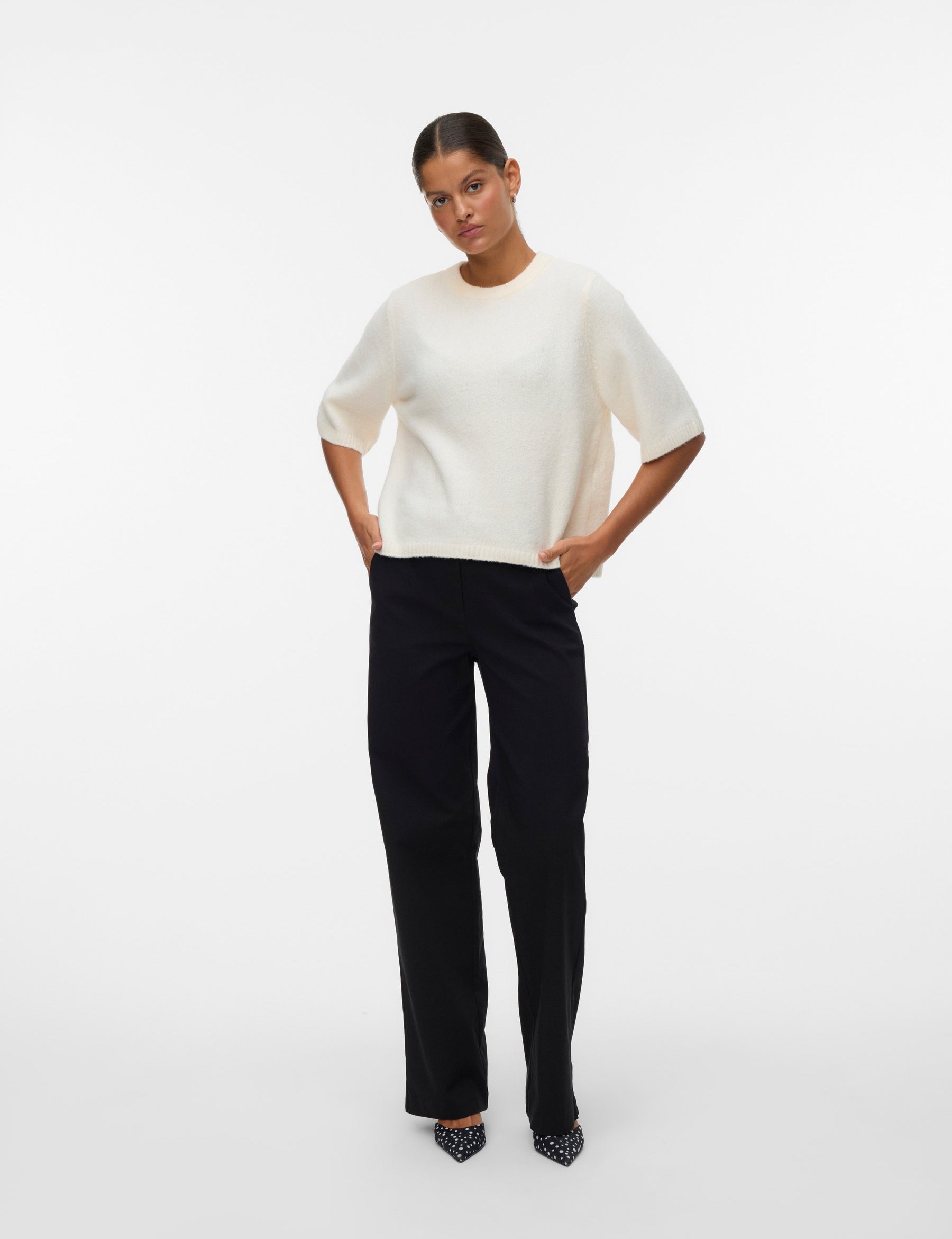 VERO MODA VMBOOM 2/4 o-nk oversize pullove in birch melange - Image 1
