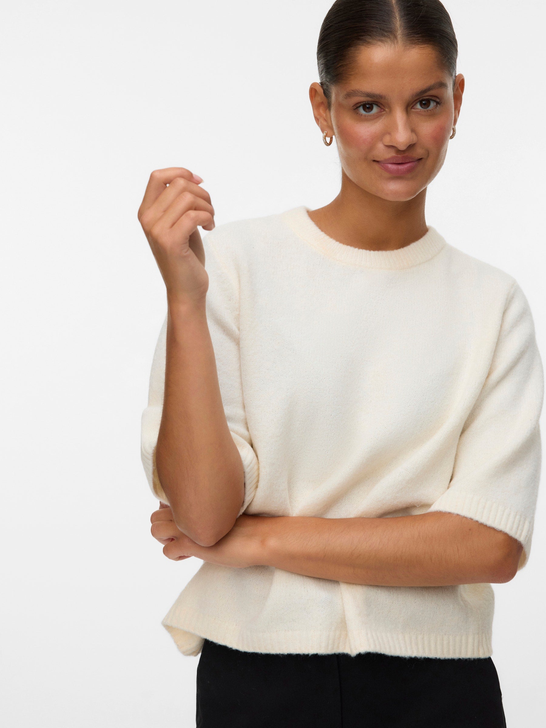 VERO MODA VMBOOM 2/4 o-nk oversize pullove in birch melange - Image 4