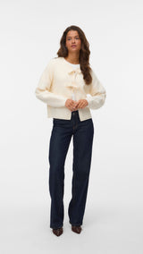 VERO MODA VMBOOM structure o-neck tie card boo in medium grey melange - Image 1