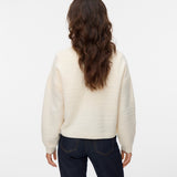VERO MODA VMBOOM structure o-neck tie card boo in medium grey melange - Image 2