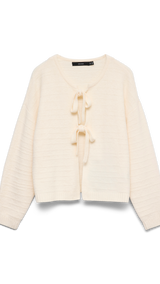 VERO MODA VMBOOM structure o-neck tie card boo in medium grey melange - Image 3