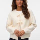 VERO MODA VMBOOM structure o-neck tie card boo in medium grey melange - Image 4