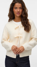 VERO MODA VMBOOM structure o-neck tie card boo in medium grey melange - Image 4