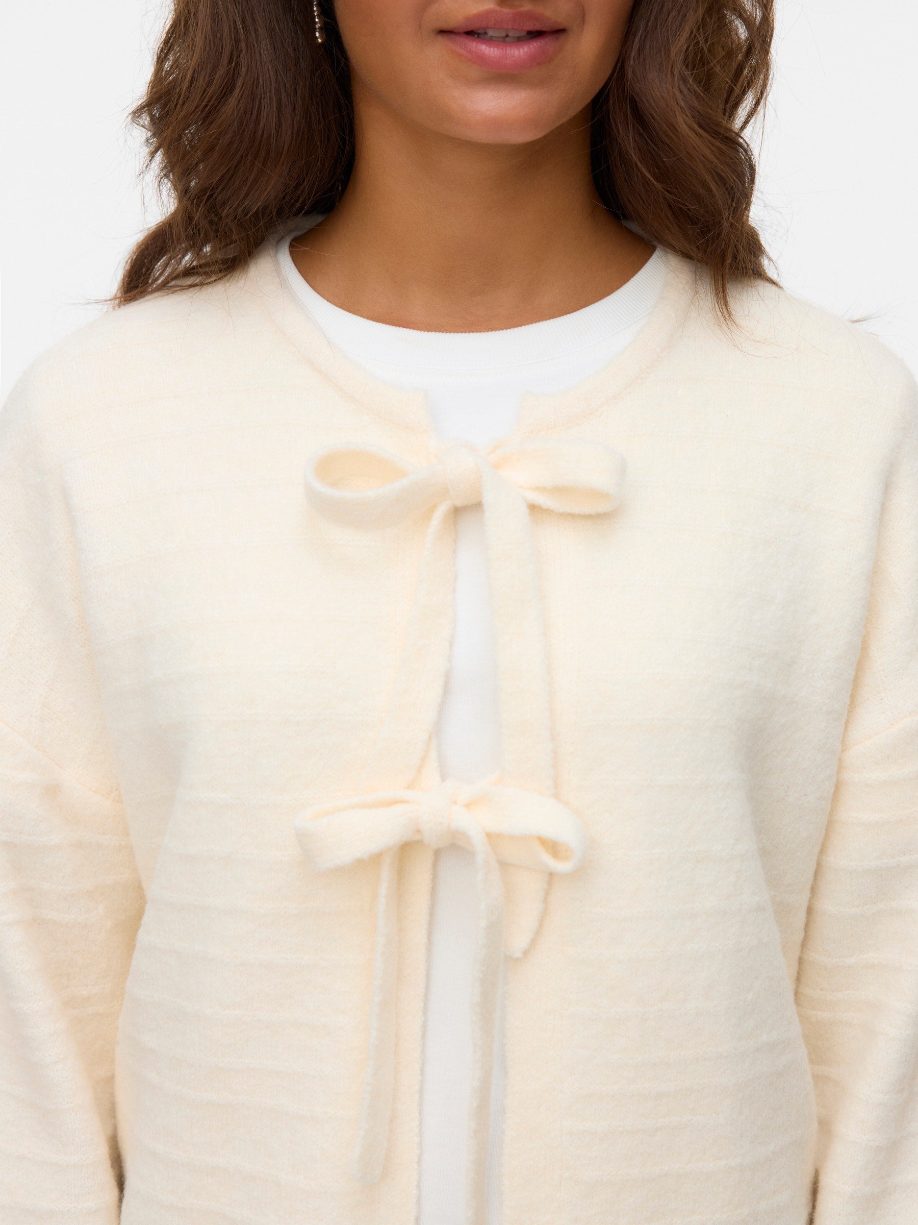 VERO MODA VMBOOM structure o-neck tie card boo in medium grey melange - Image 5