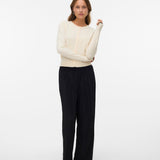 VERO MODA VMBREEZE o-neck cardigan boo in birch w. black contrast - Image 1