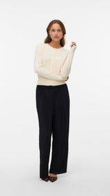 VERO MODA VMBREEZE o-neck cardigan boo in birch w. black contrast - Image 1