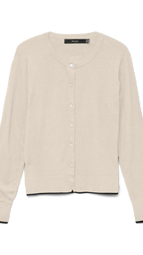 VERO MODA VMBREEZE o-neck cardigan boo in birch w. black contrast - Image 3