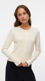 VERO MODA VMBREEZE o-neck cardigan boo in birch w. black contrast - Image 4
