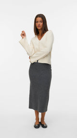 VERO MODA VMBRISA 7/8 skirt - medium grey melange