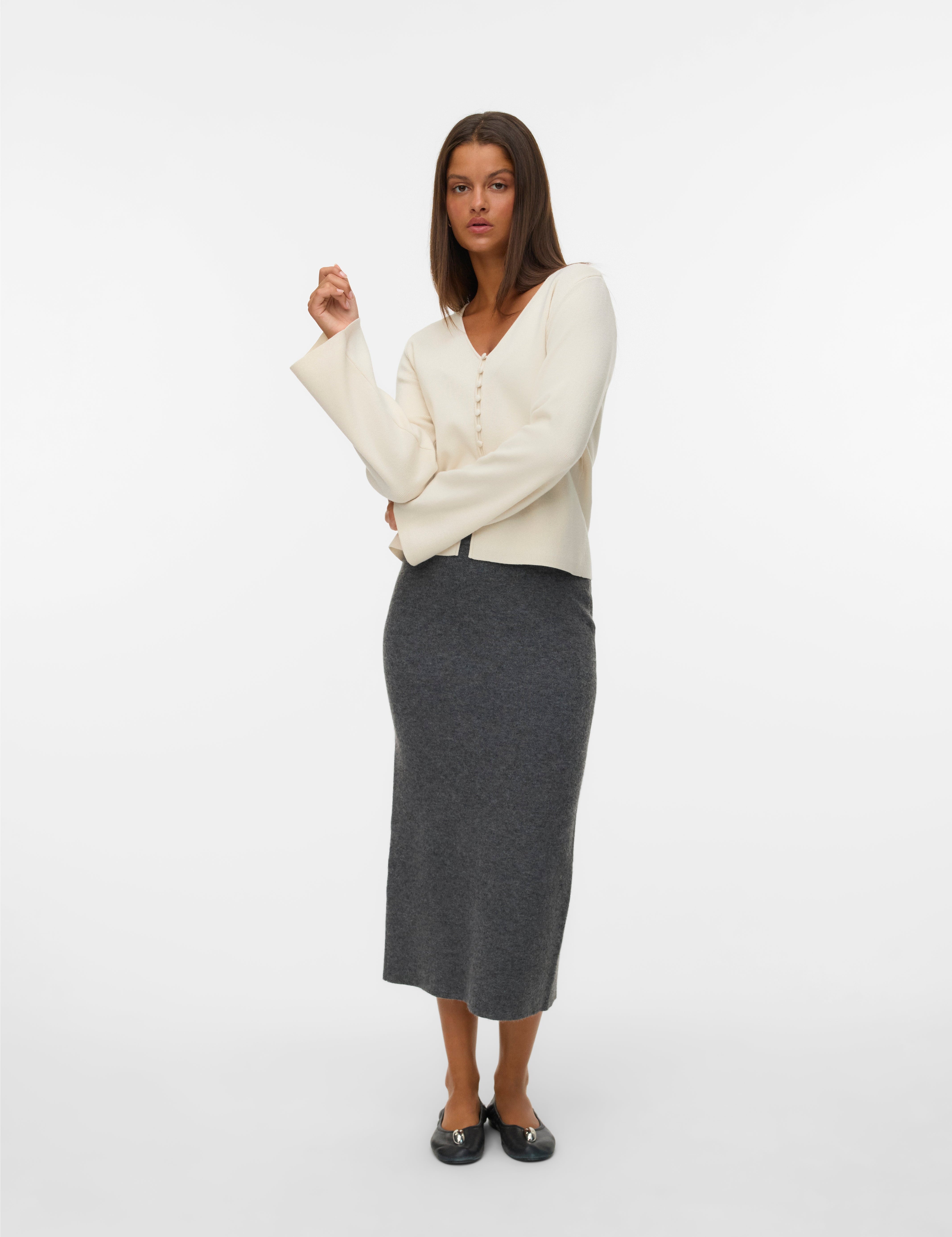 VERO MODA VMBRISA 7/8 skirt - medium grey melange