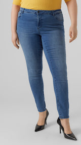 VERO MODA VMCFANYA slim jeans cur in medium blue denim - Image 1