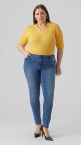 VERO MODA VMCFANYA slim jeans cur in medium blue denim - Image 6