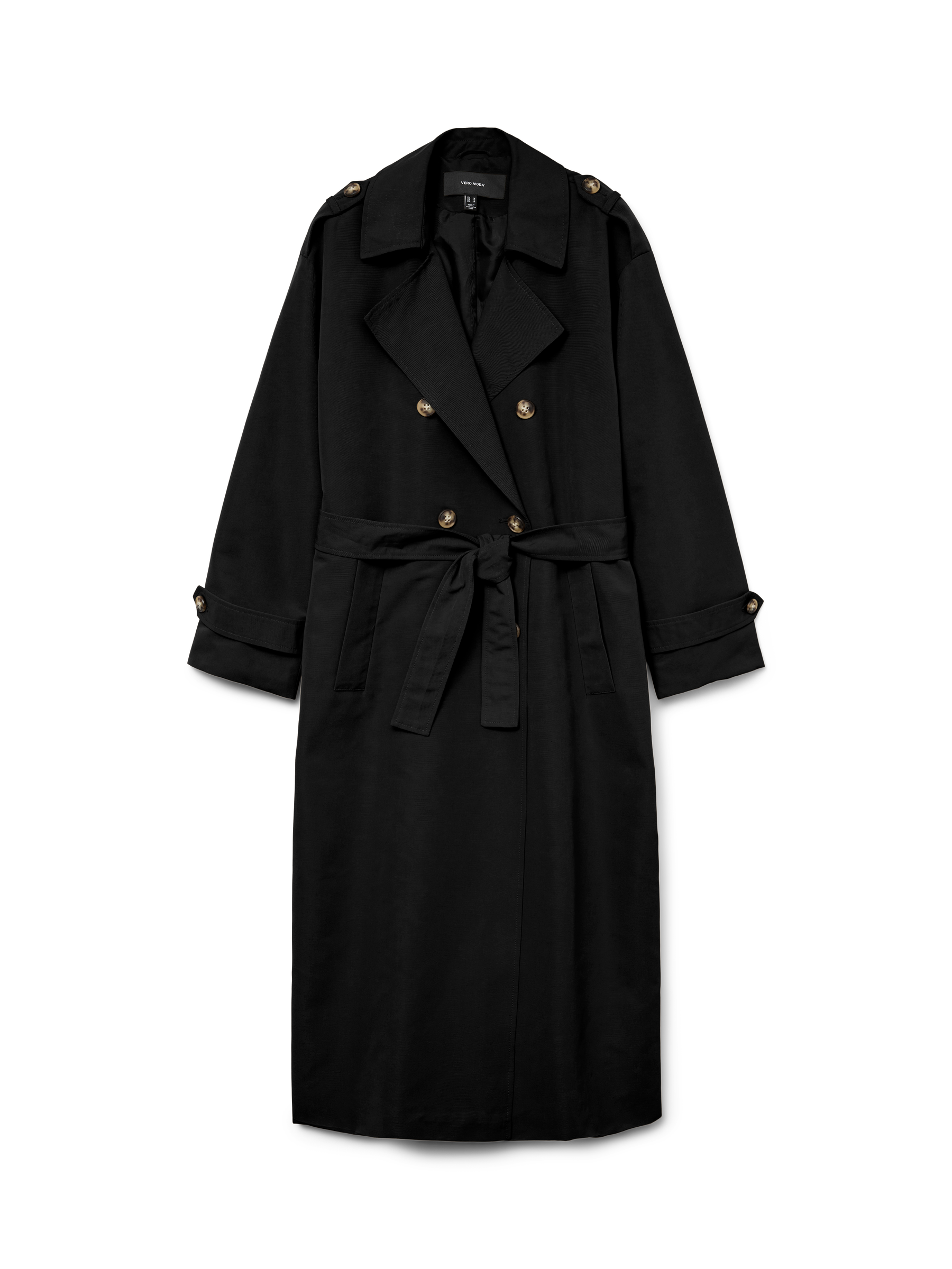 VERO MODA VMCHLOE long trenchcoat in black - Image 3