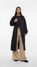 VERO MODA VMCHLOE long trenchcoat in black - Image 5