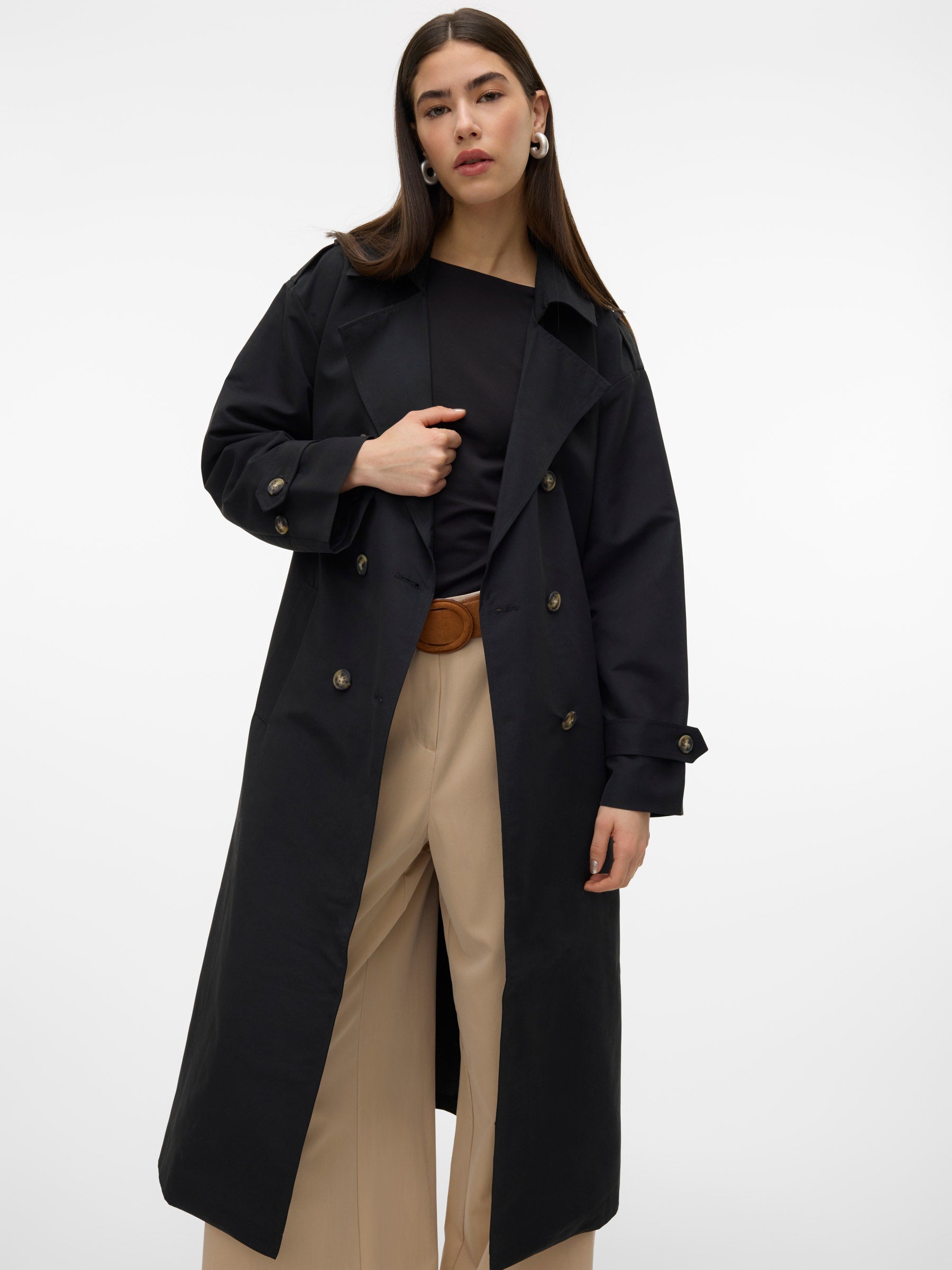 VERO MODA VMCHLOE long trenchcoat in black - Image 6