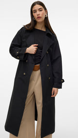 VERO MODA VMCHLOE long trenchcoat in black - Image 6