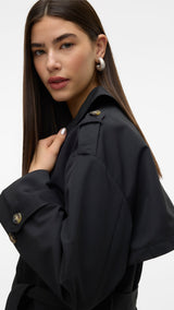 VERO MODA VMCHLOE long trenchcoat in black - Image 7