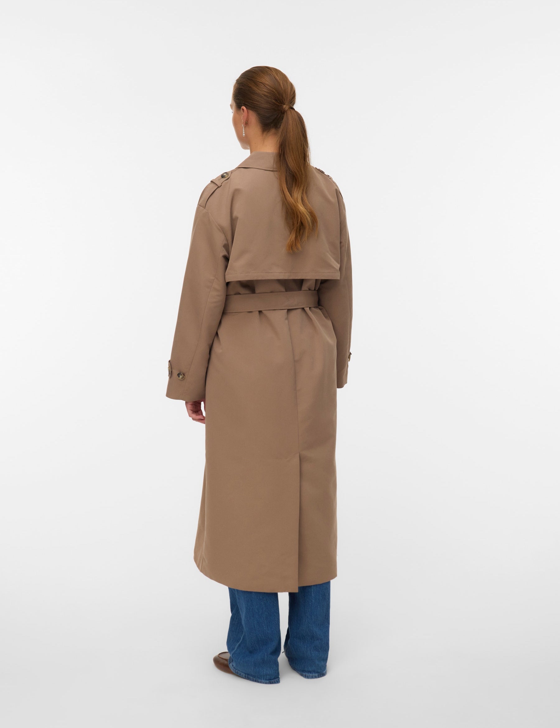 VERO MODA VMCHLOE long trenchcoat in fossil - Image 2