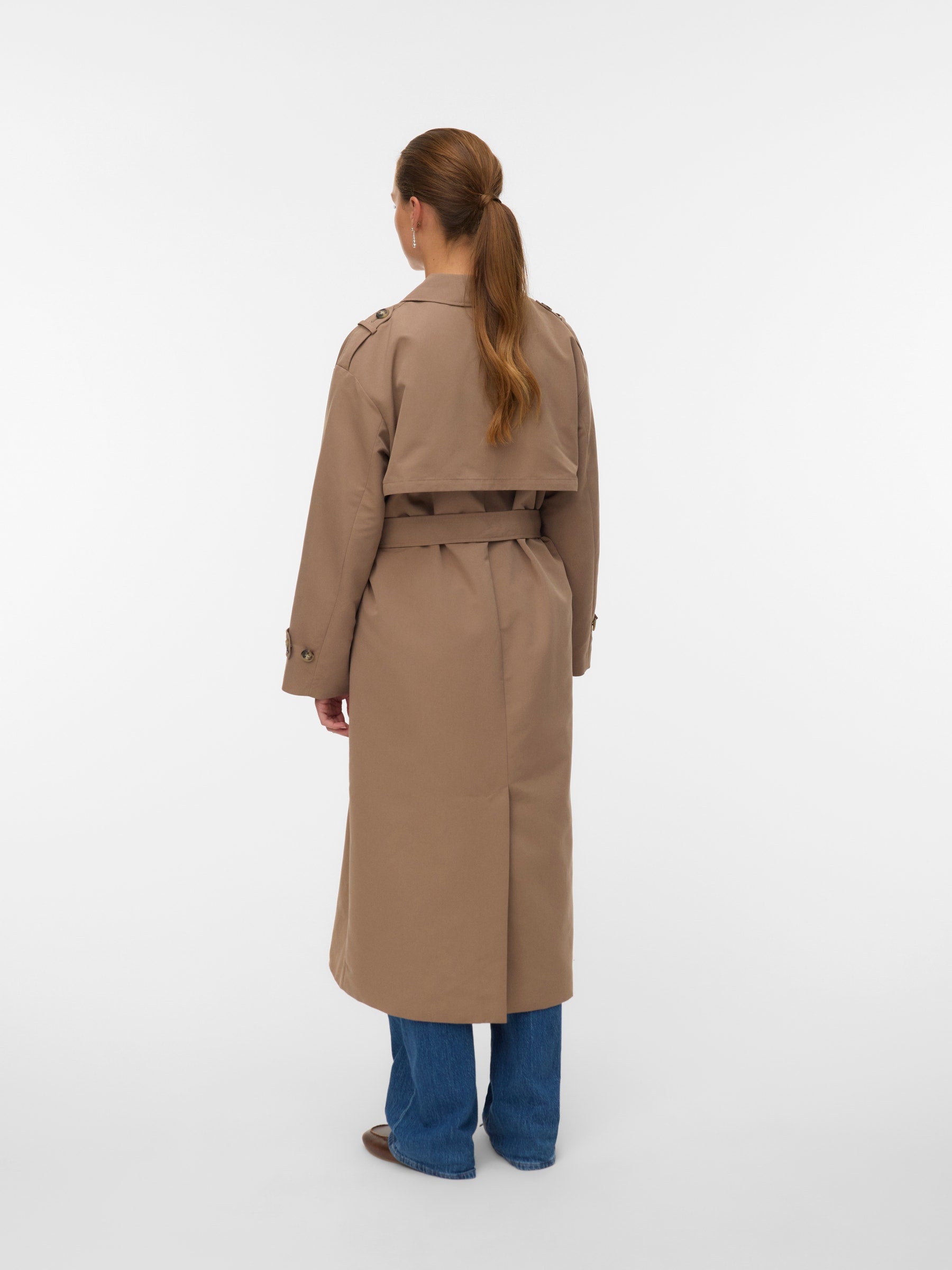 VERO MODA VMCHLOE long trenchcoat in fossil - Image 2