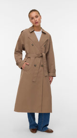 VERO MODA VMCHLOE long trenchcoat in fossil - Image 4