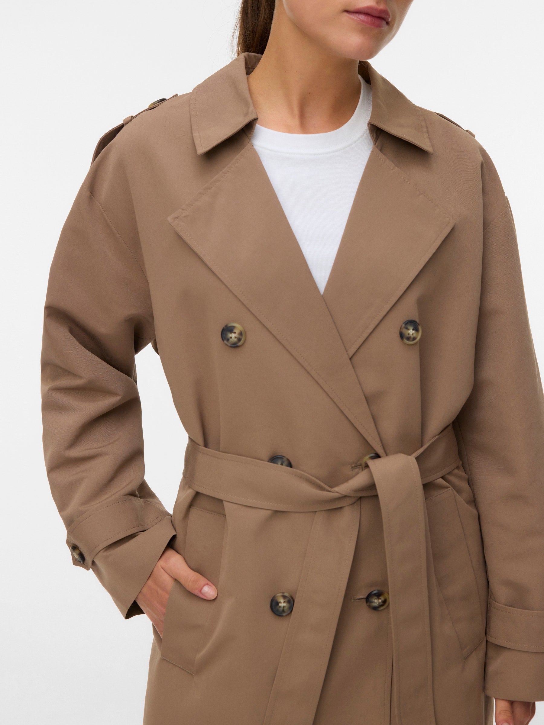 VERO MODA VMCHLOE long trenchcoat in fossil - Image 5