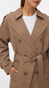 VERO MODA VMCHLOE long trenchcoat in fossil - Image 5