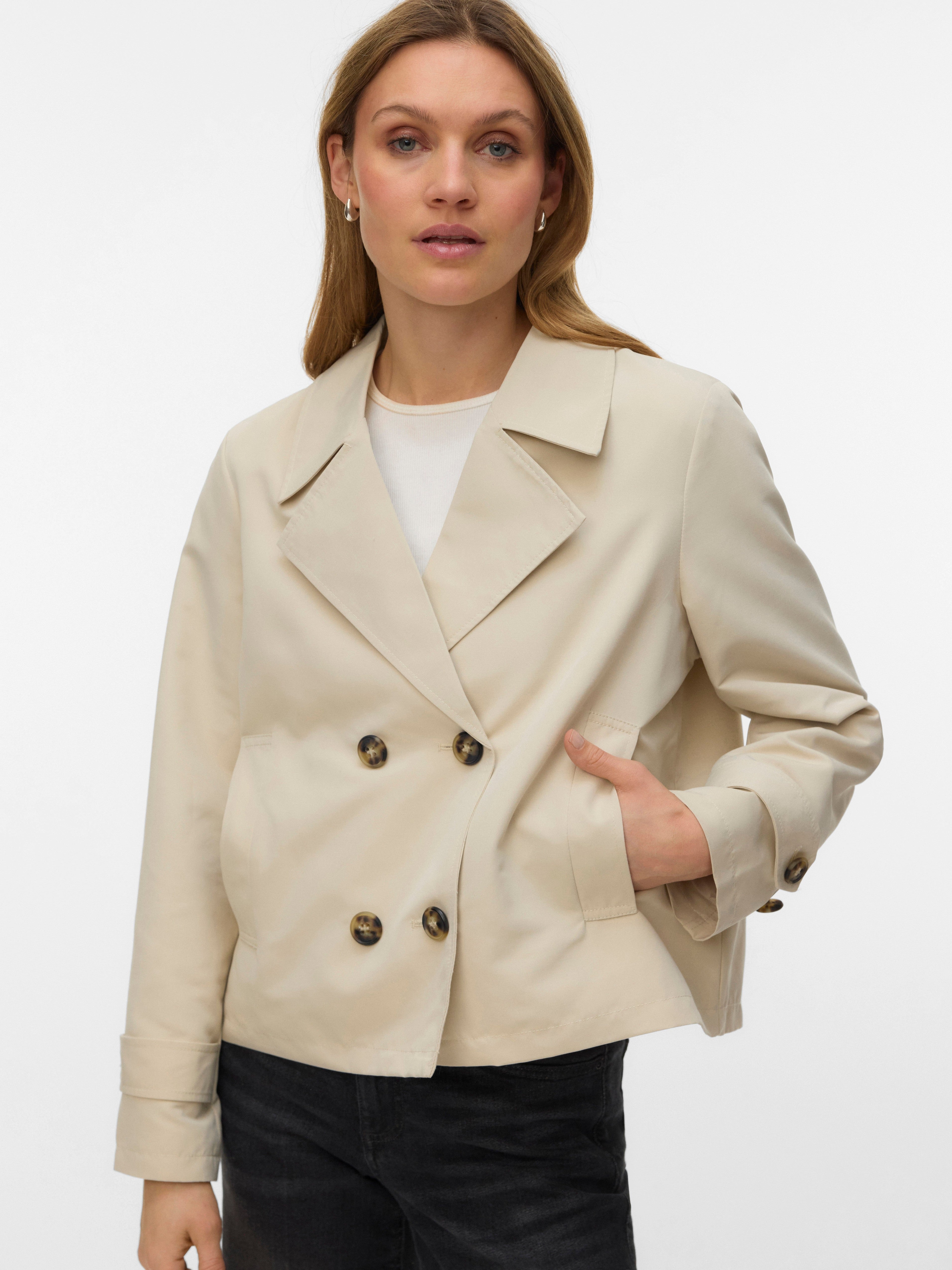 VERO MODA VMCHLOEMIA short trenchcoat in oatmeal - Image 4