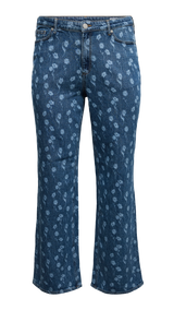 VERO MODA VMCTESSA wide flower denim jeans cur in medium blue denim flower - Image 3