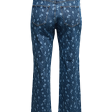 VERO MODA VMCTESSA wide flower denim jeans cur in medium blue denim flower - Image 4
