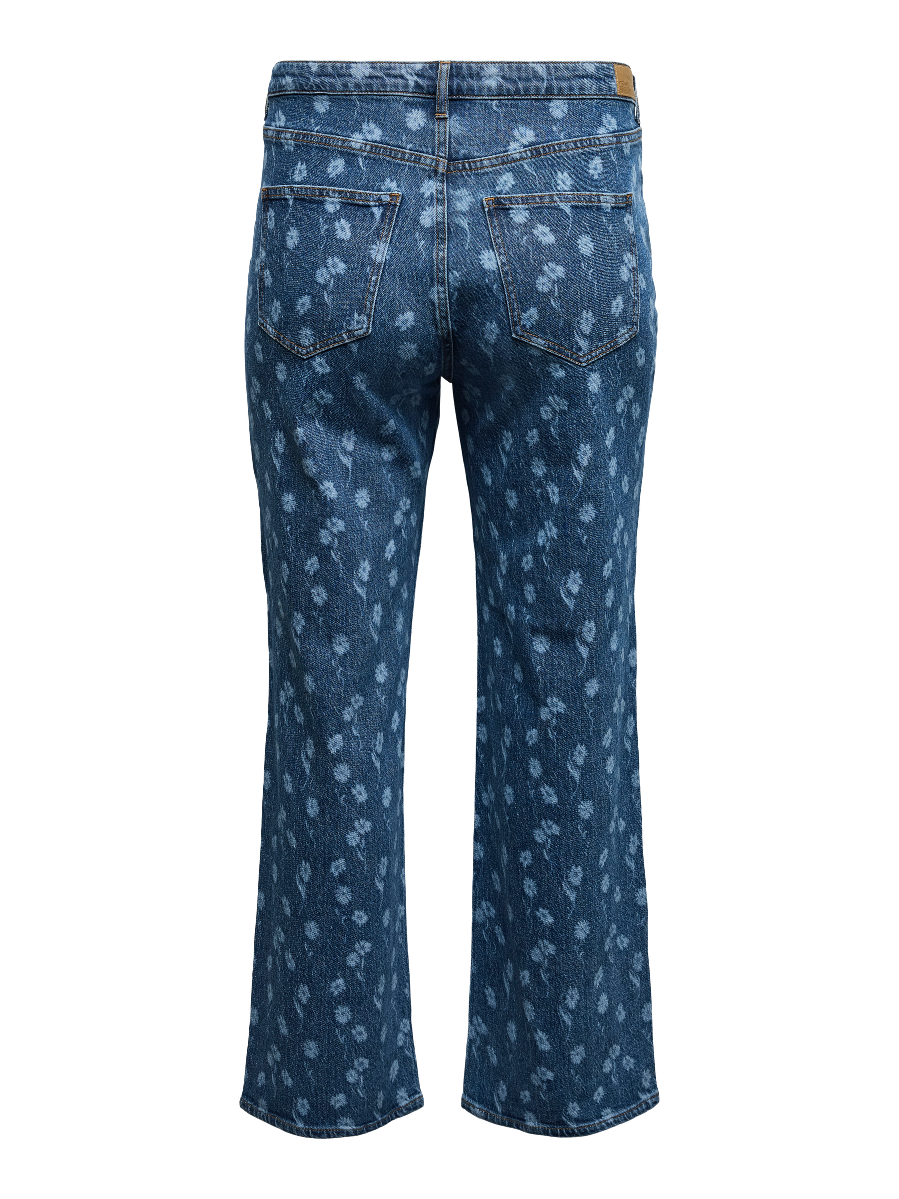 VERO MODA VMCTESSA wide flower denim jeans cur in medium blue denim flower - Image 4