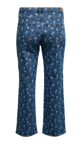 VERO MODA VMCTESSA wide flower denim jeans cur in medium blue denim flower - Image 4