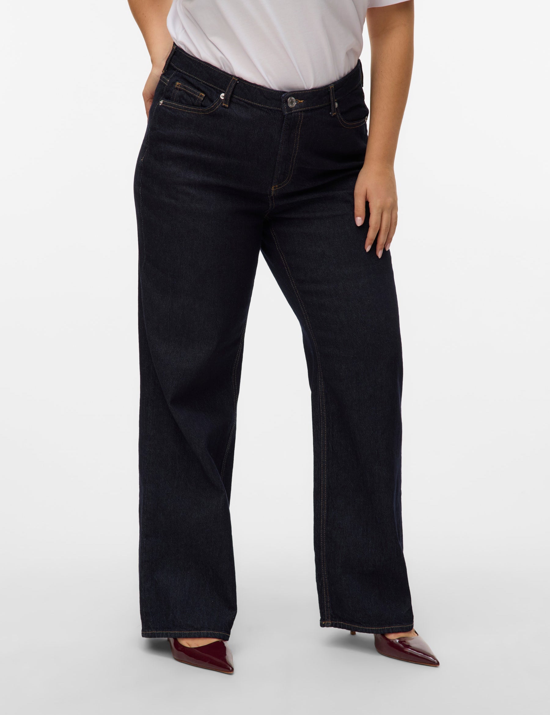 VERO MODA VMCTESSA wide cur in dark blue denim rinse - Image 1