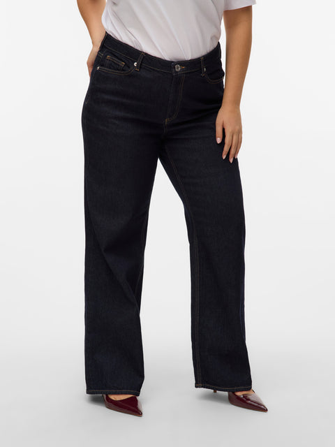 VERO MODA VMCTESSA wide cur in dark blue denim rinse