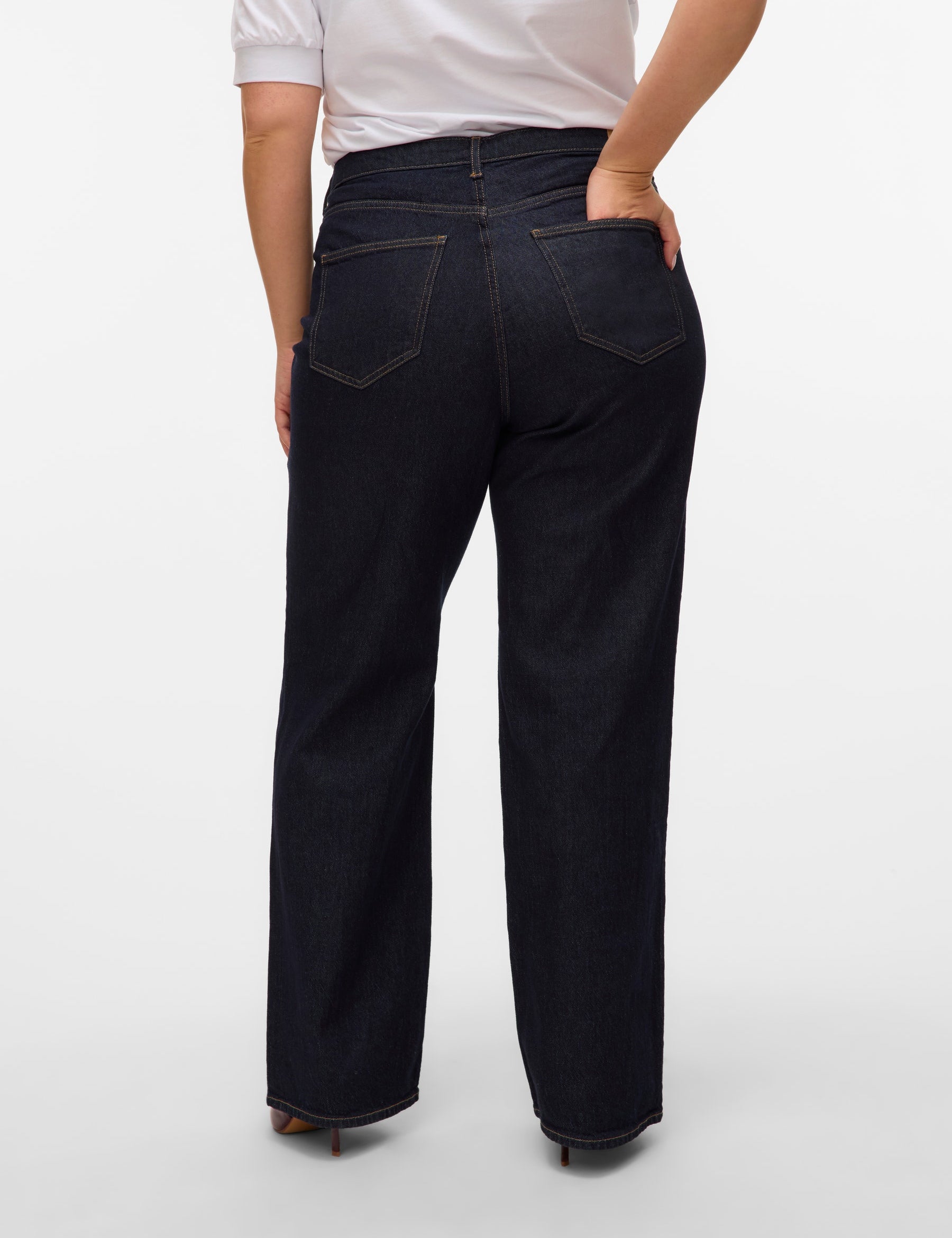 VERO MODA VMCTESSA wide cur in dark blue denim rinse - Image 2