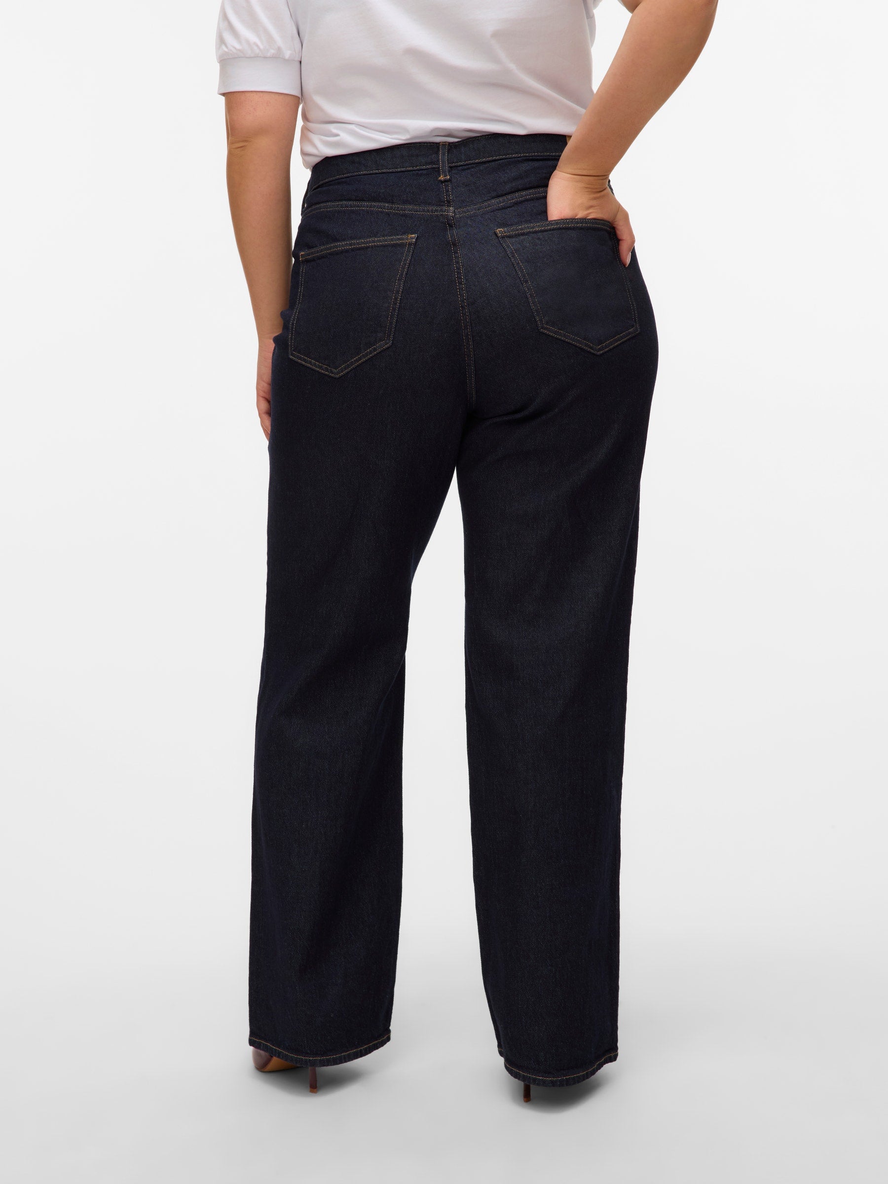 VERO MODA VMCTESSA wide cur in dark blue denim rinse - Image 2