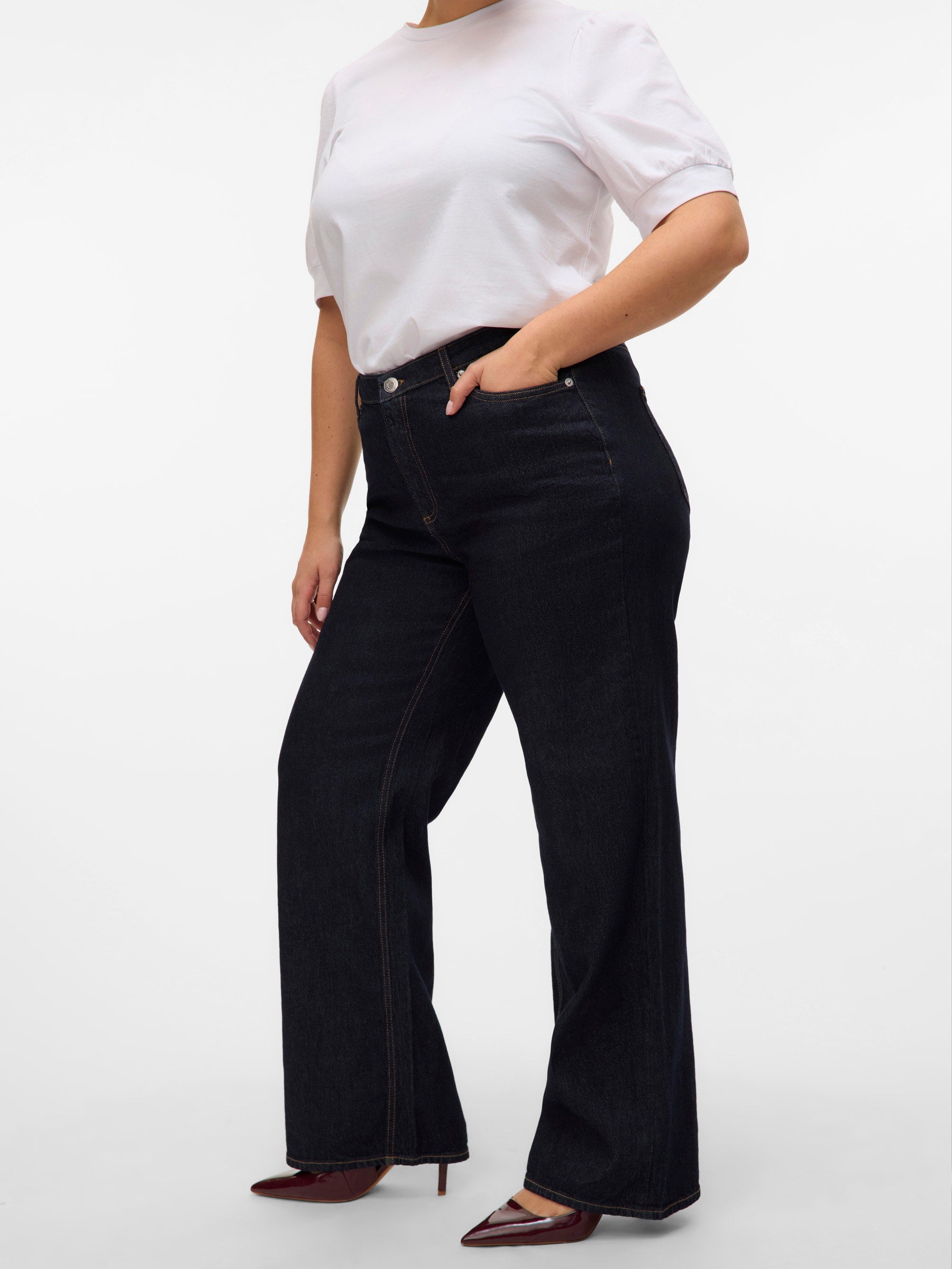 VERO MODA VMCTESSA wide cur in dark blue denim rinse - Image 6