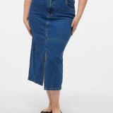 VERO MODA VMCVERI calf denim skirt mix cur in medium blue denim - Image 1
