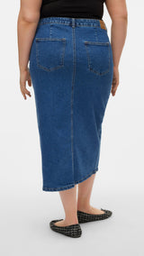 VERO MODA VMCVERI calf denim skirt mix cur in medium blue denim - Image 2